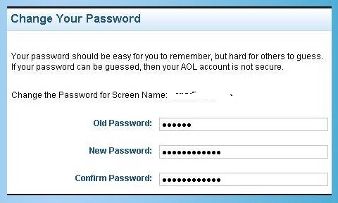 change aol password