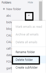 delete folder in Yahoo mail