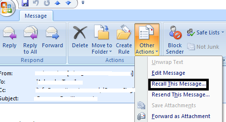 recall email in outlook 2007