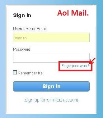 aol mail forgot password