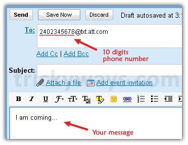 att email to text domain settings