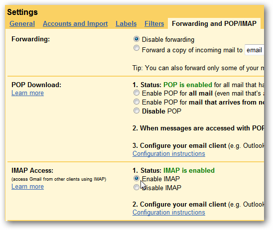 configure email setting Gmail