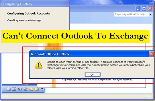 outlook unable to connect