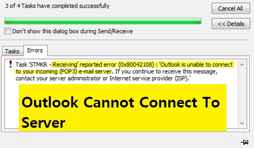 microsoft outlook cannot connect to server fix