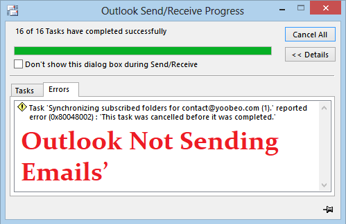 Outlook not sending emails