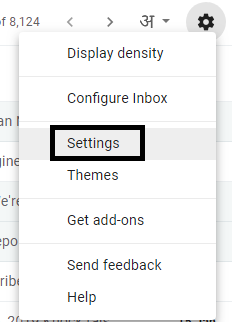 settings in Gmail