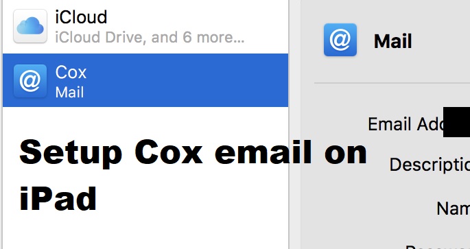 setup cox email on iPad