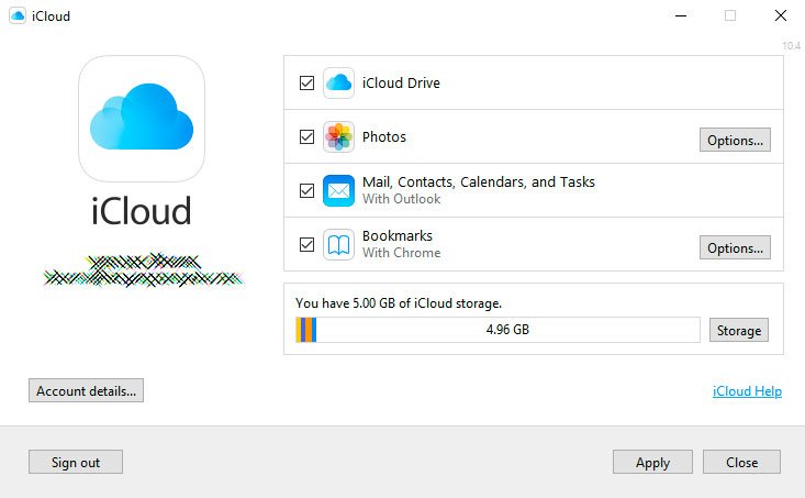 windows 10 iCloud email not working
